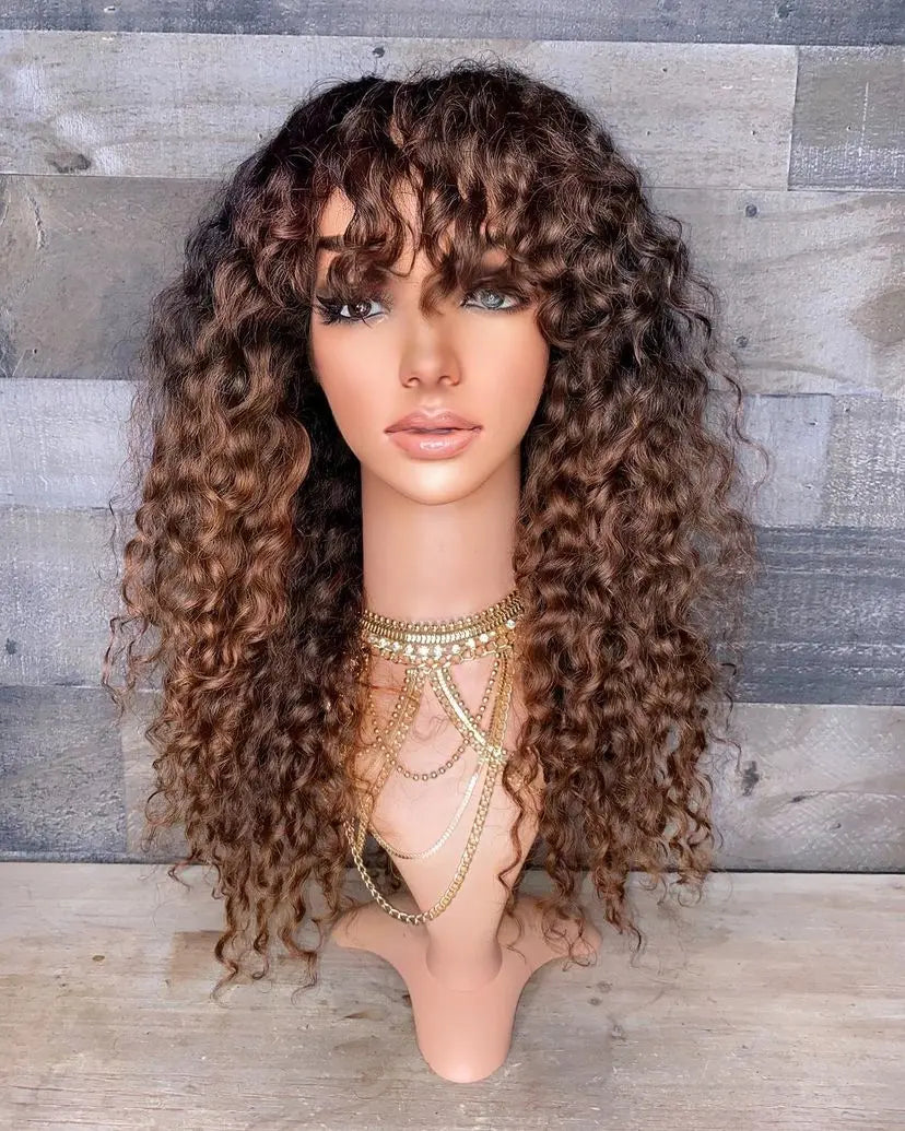 Indian curly bang unit with color hairlikekweenca