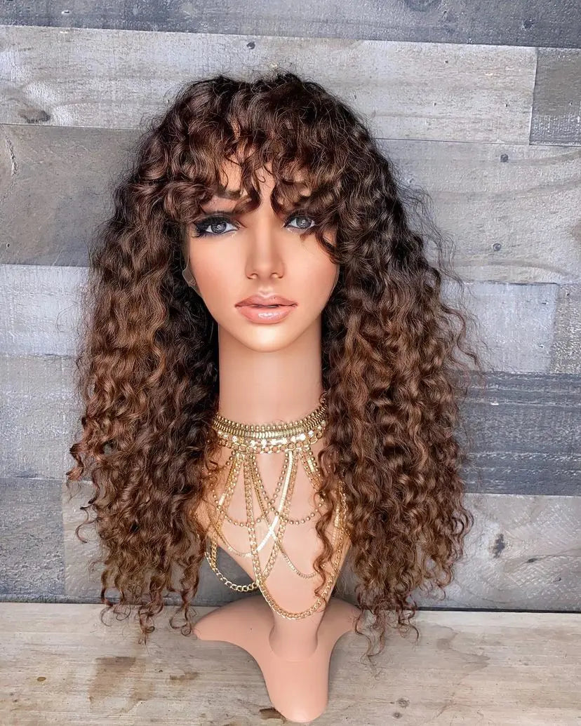 Indian curly bang unit with color hairlikekweenca