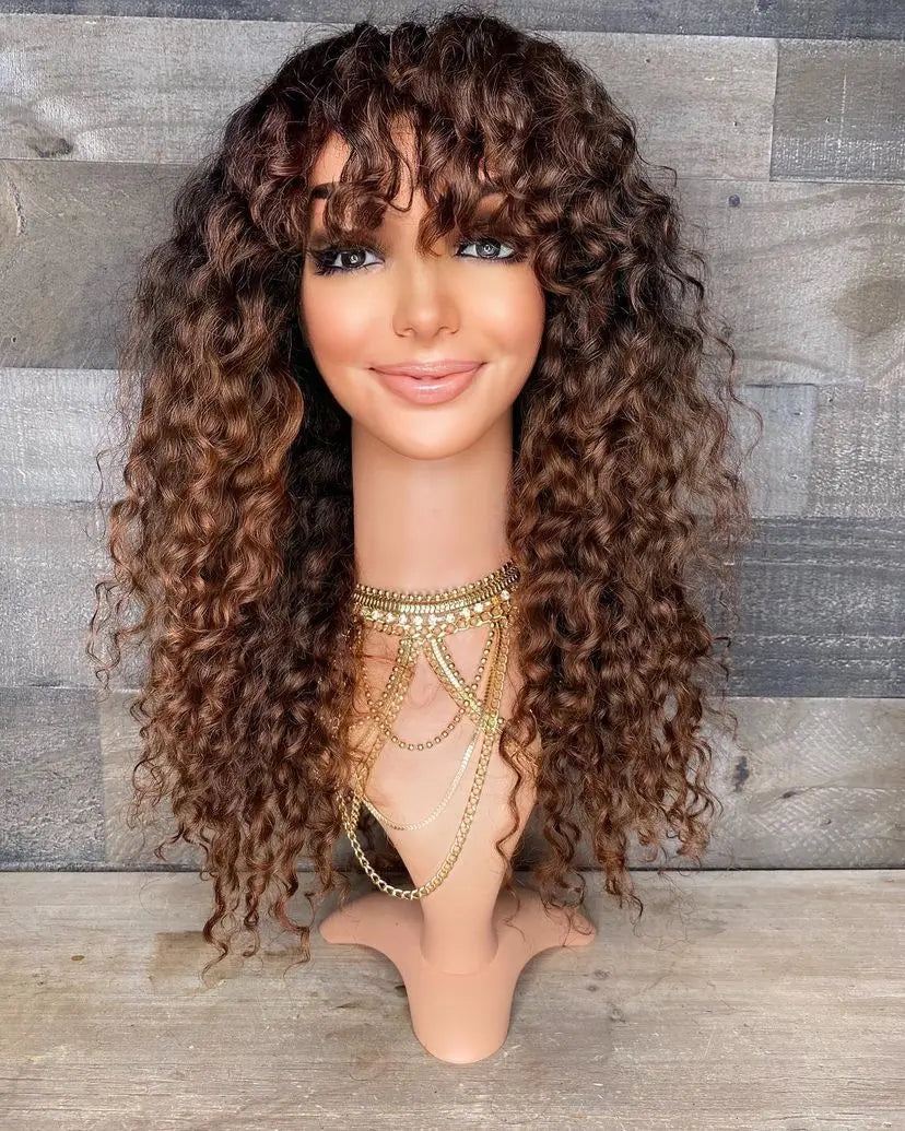 Indian curly bang unit with color hairlikekweenca