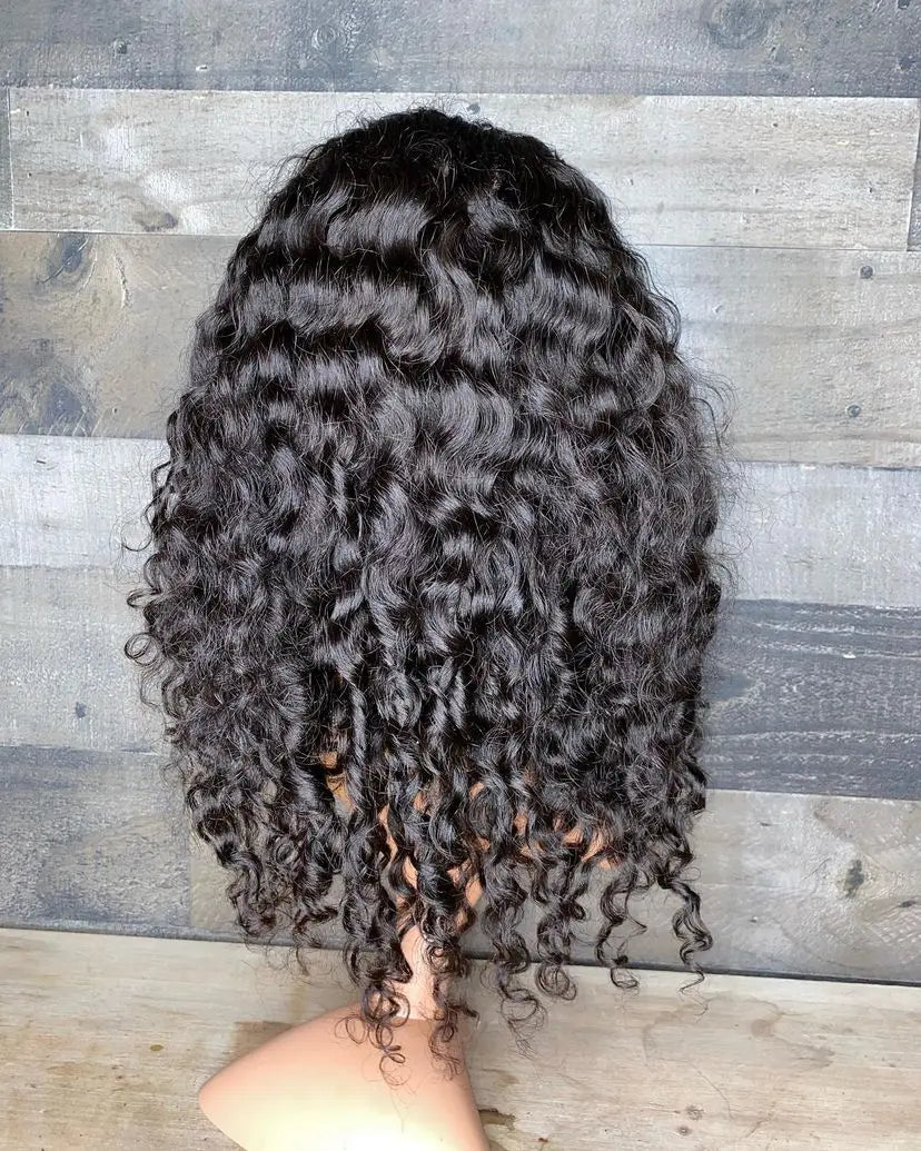 Indian curly full lace  transparent lace combs and elastic band hairlikekweenca